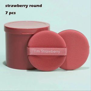7PCS Strawberry Cosmetic Puff Set Double Sided (round)